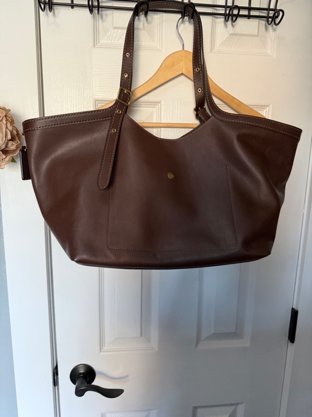 Coach Dark Brown Leather Tote - Picture 7 of 9